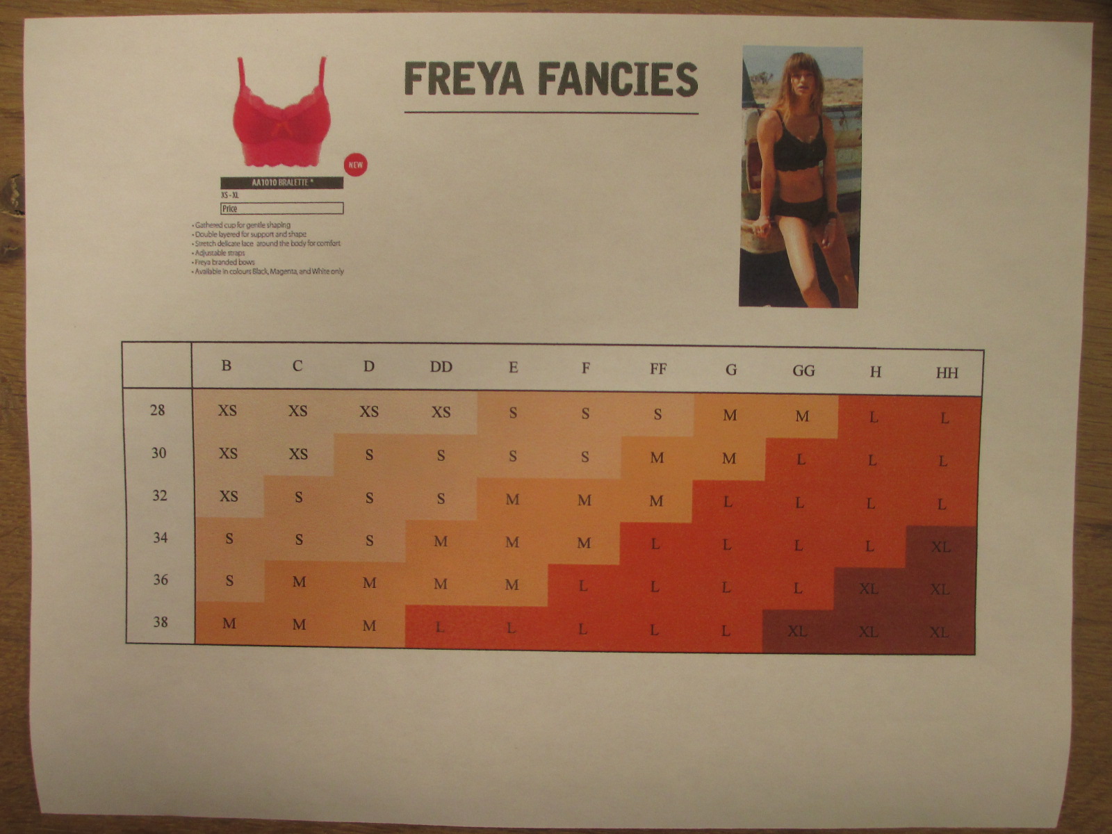Freya Bra Size Chart