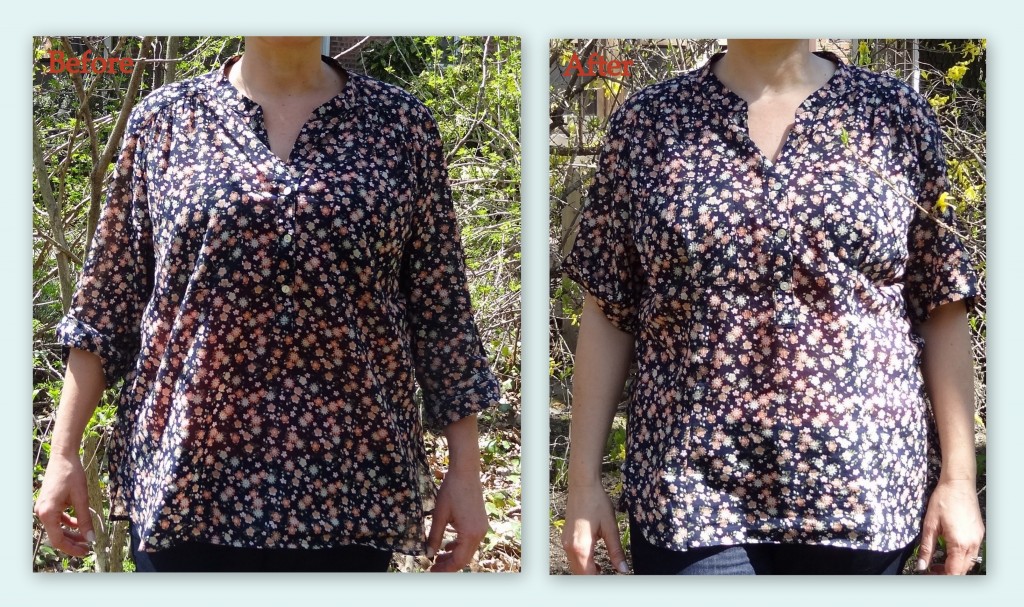 full bust alteration henley top before and after front