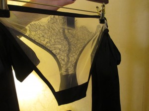 The bikini is totally sheer tulle on the back. So freaking sexy.