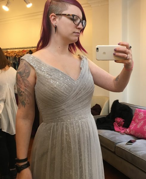 Additionally, it gave a weirdly flattened look to my chest. But the sparkly lace beneath sheer tulle was super pretty!