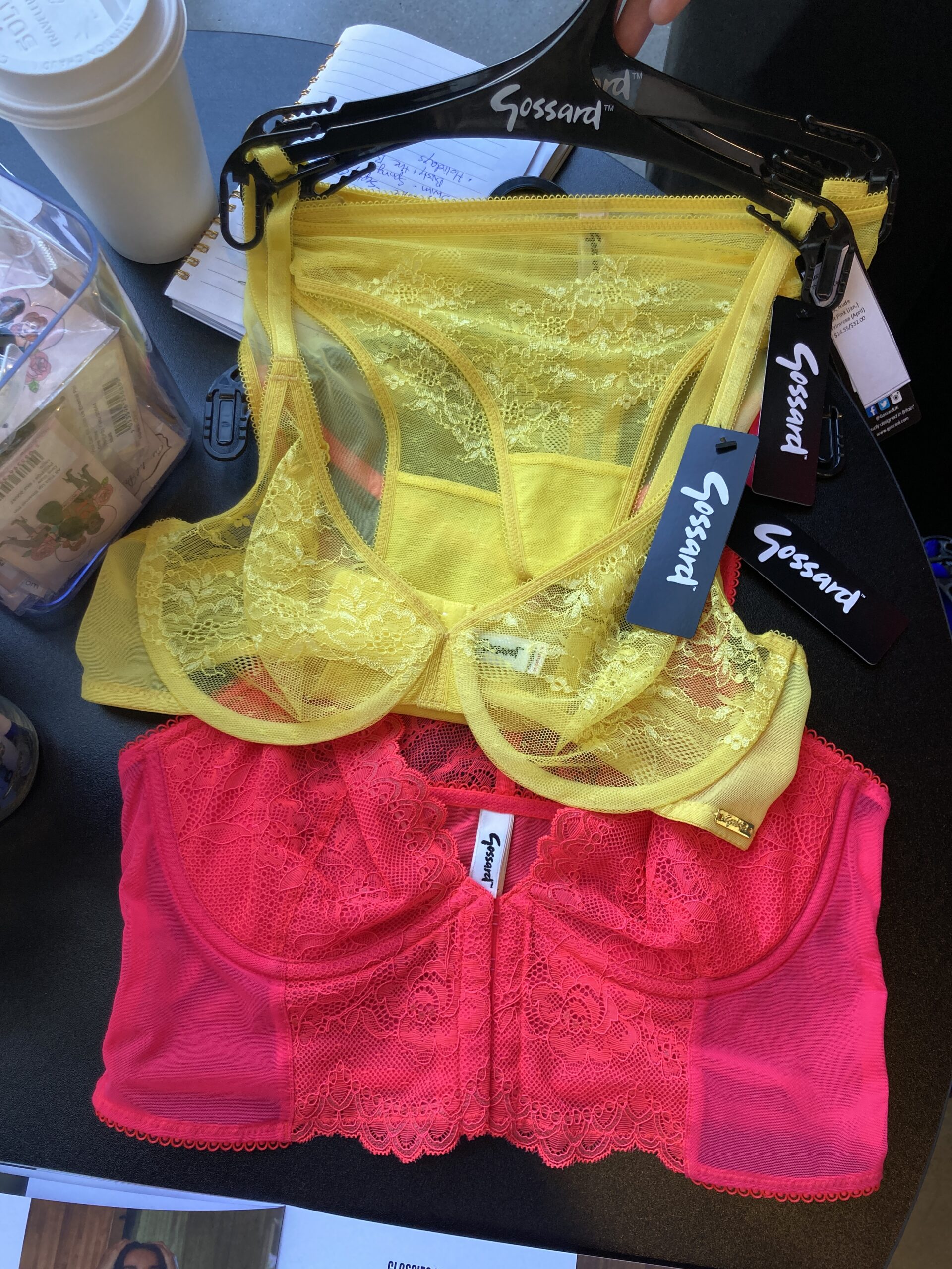 Gossard Glossies lace lingerie set in primrose yellow